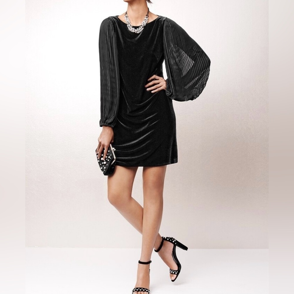White House Black Market Velvet Black Mini Dress Size 4